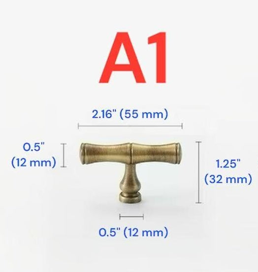 2.5" 3.75" 5" 6.25" Asian Style Bamboo Cabinet Handle, Antique Bronze, Solid Brass