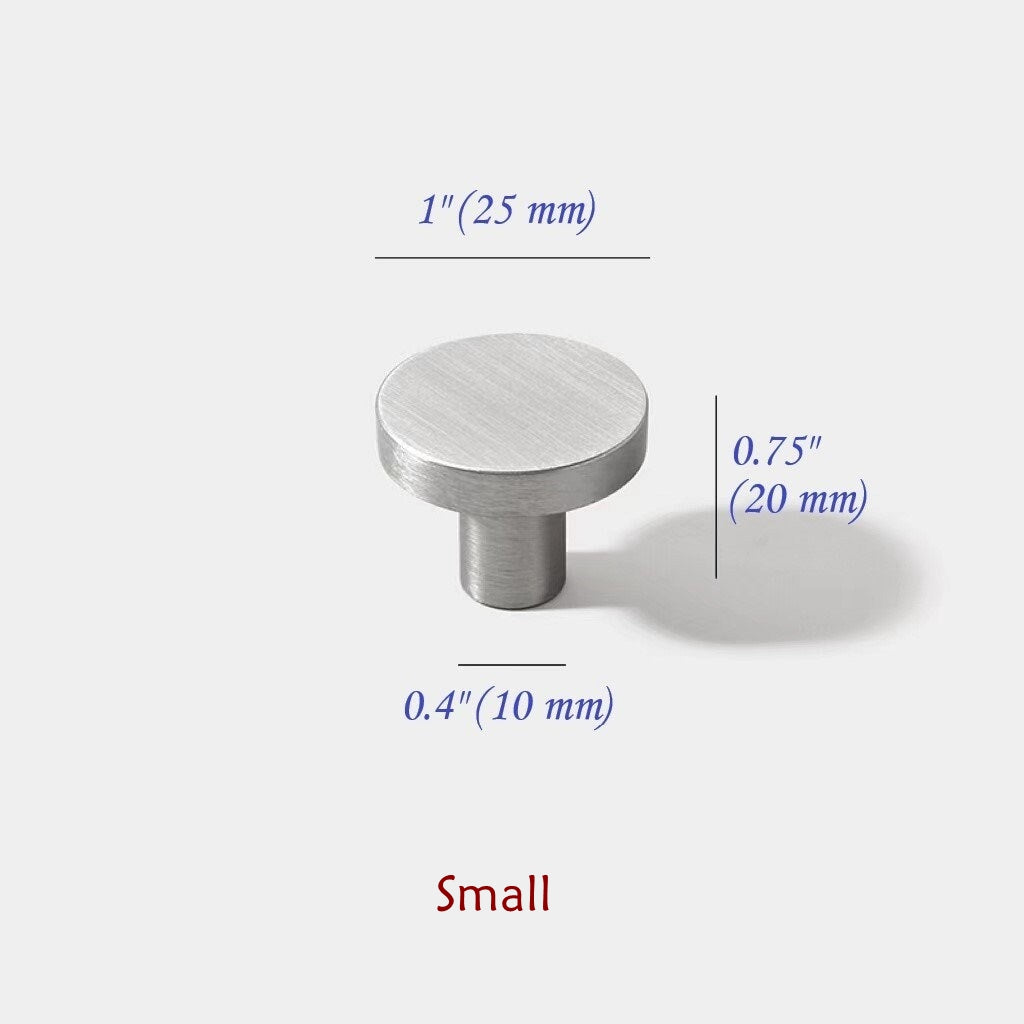 Brass Circle Knobs, Brushed Nickel, Minimalist Kitchen Cabinet Hardware