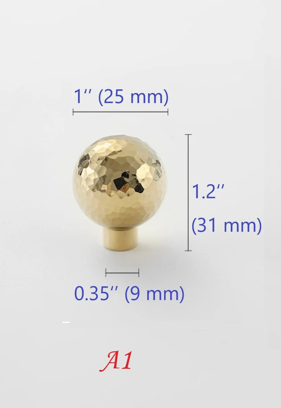 Hammered Brass Knobs Gold Drawer Pulls Egg Door Handle