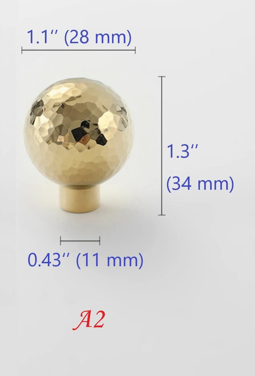 Hammered Brass Knobs Gold Drawer Pulls Egg Door Handle