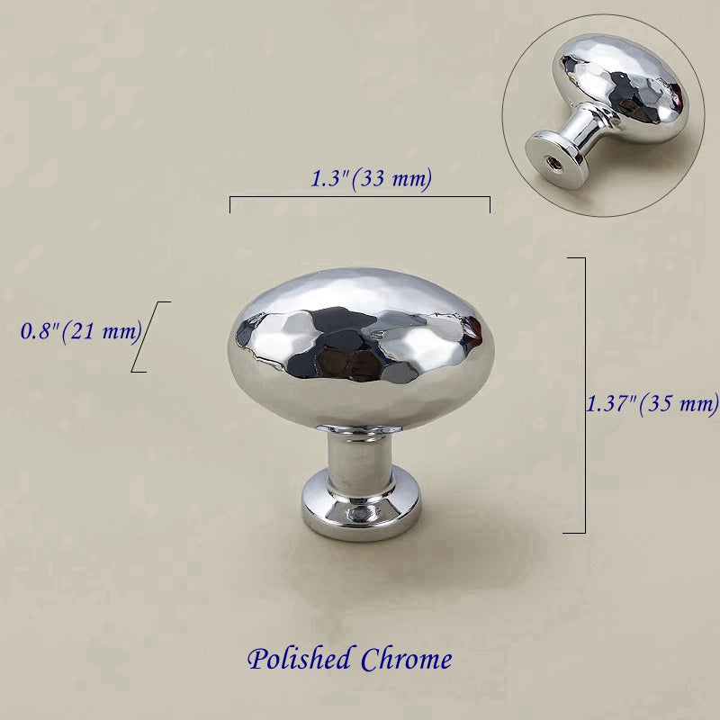 Hammered Brass Knobs, Egg Drawer Pulls, Bronze Gold Silver