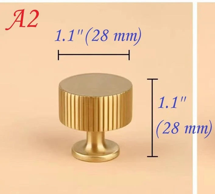 Solid Brass Cabinet Knobs, Classic Cylinder Knurled, Kitchen Hardware