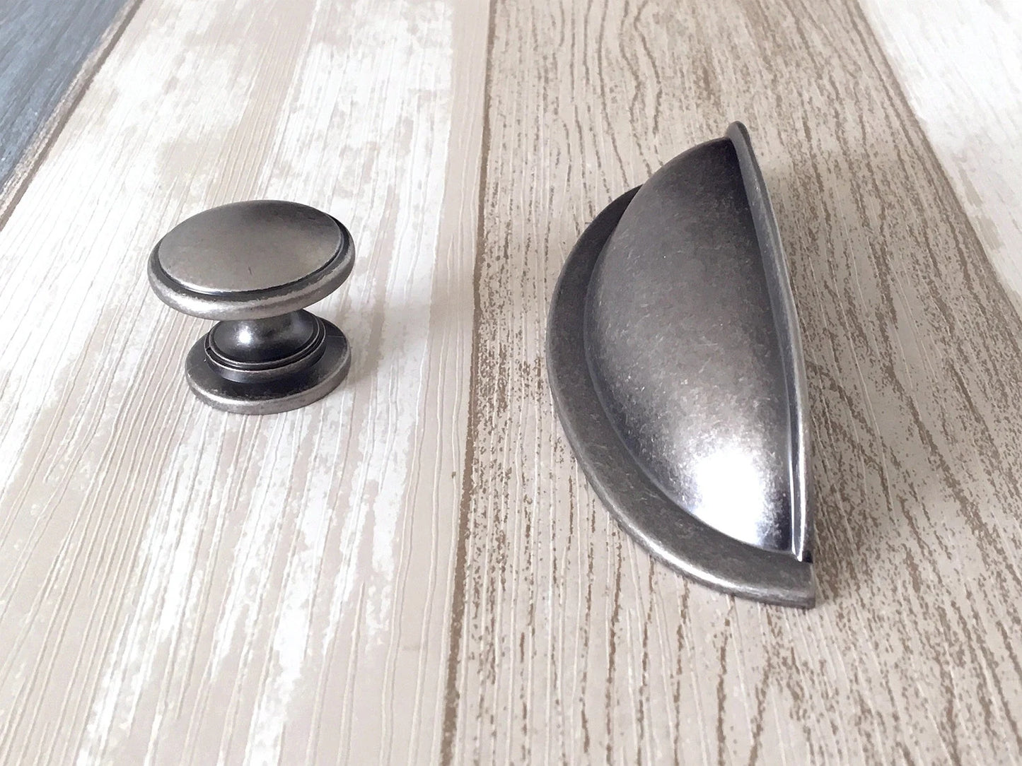 3" 3.75" 5" Cabinet Pull Handles, Antique Pewter, Rustic Kitchen Hardware