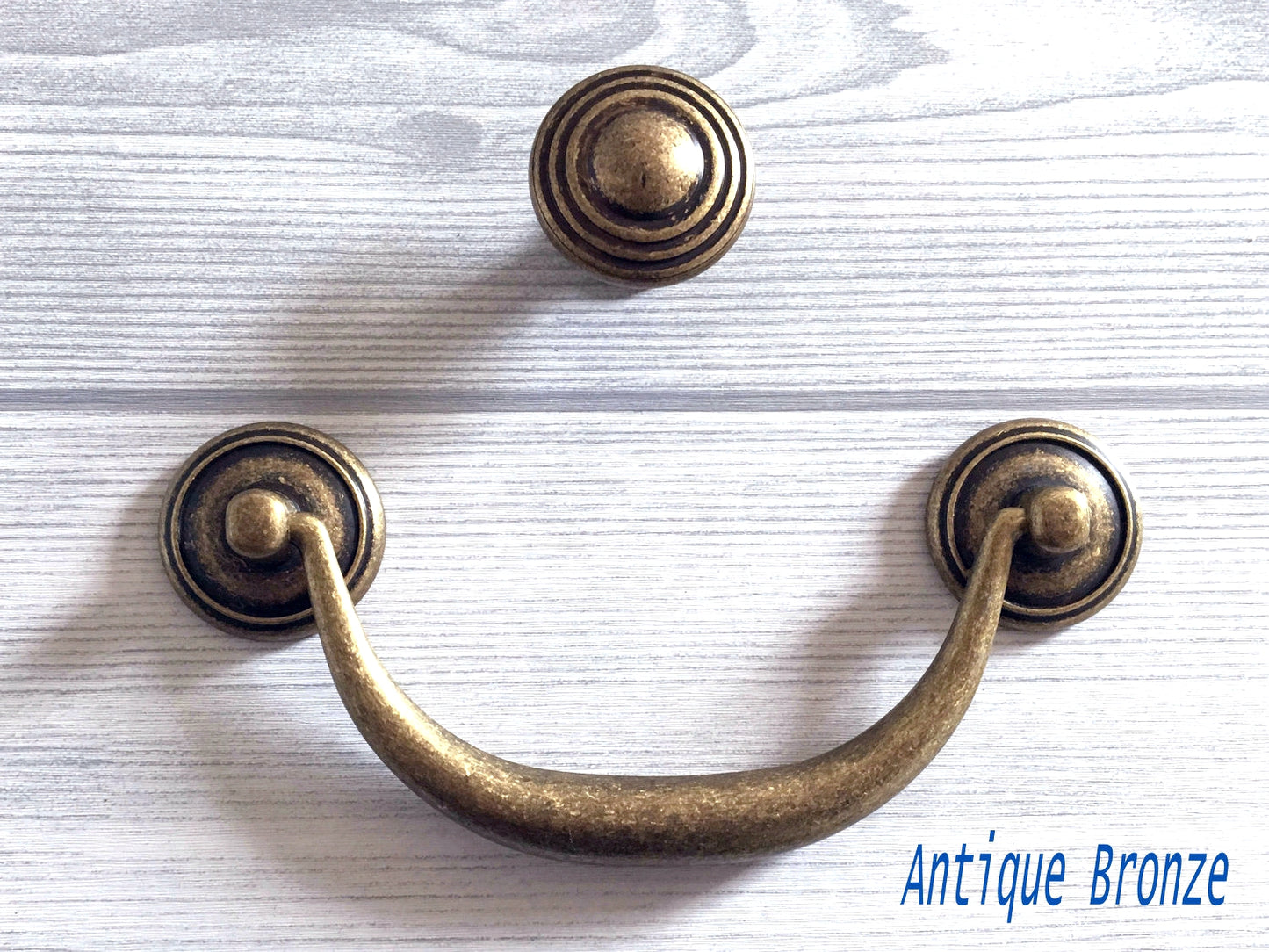 4.25" 4.5" Vintage Style Bail Drawer Pulls Handle Knob Dark Antique Bronze Black