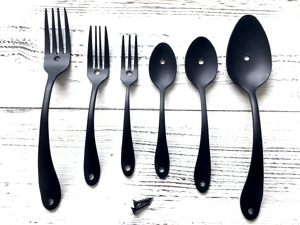 Spoon Fork Farmhouse Style Kitchen Cabinet Pulls, Antique Black