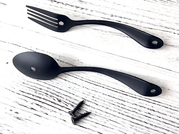 Spoon Fork Farmhouse Style Kitchen Cabinet Pulls, Antique Black