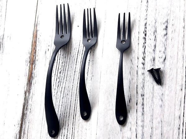 Spoon Fork Farmhouse Style Kitchen Cabinet Pulls, Antique Black