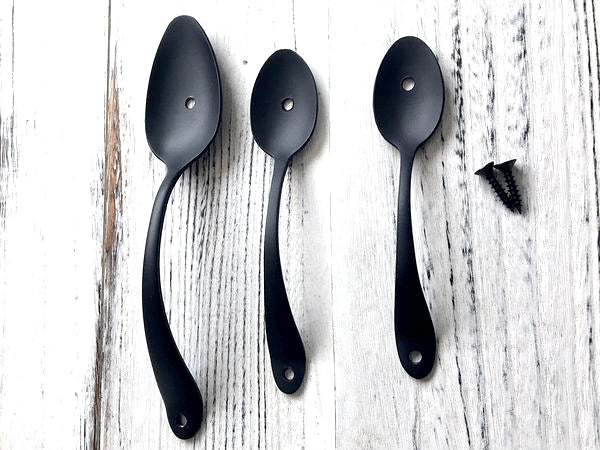 Spoon Fork Farmhouse Style Kitchen Cabinet Pulls, Antique Black
