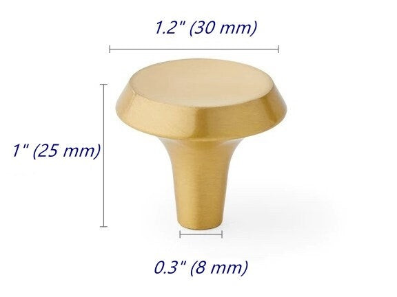 Brass Circle Knobs, Brushed Gold, Modern Kitchen Cabinet Hardware