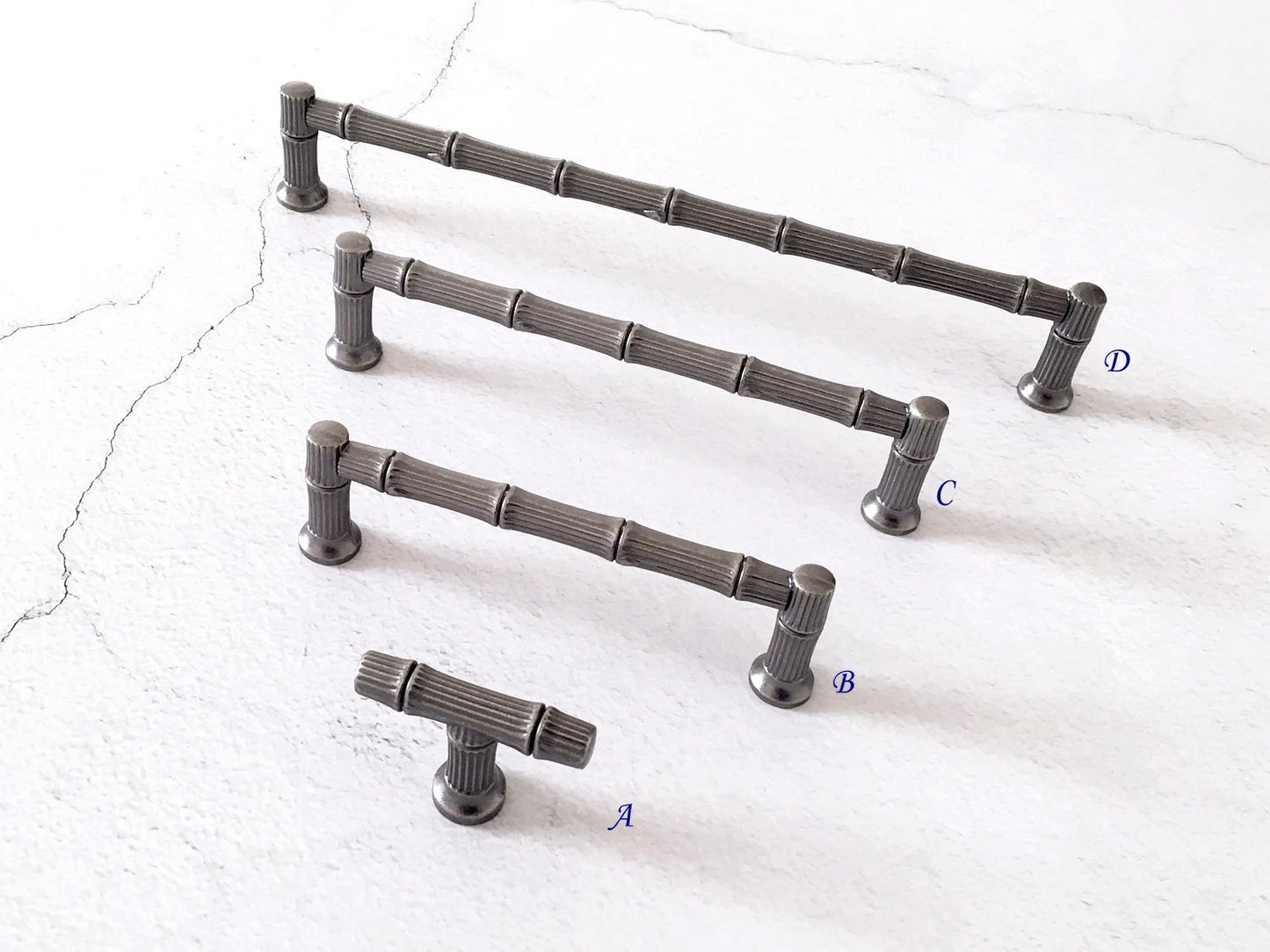 Bamboo Drawer Pulls Cabinet Handle Knob Antique Pewter 96 128 192 mm Holes