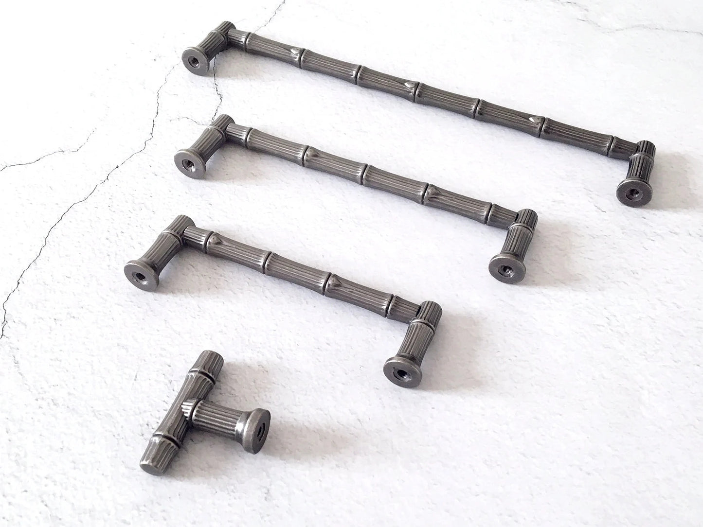 Bamboo Drawer Pulls Cabinet Handle Knob Antique Pewter 96 128 192 mm Holes