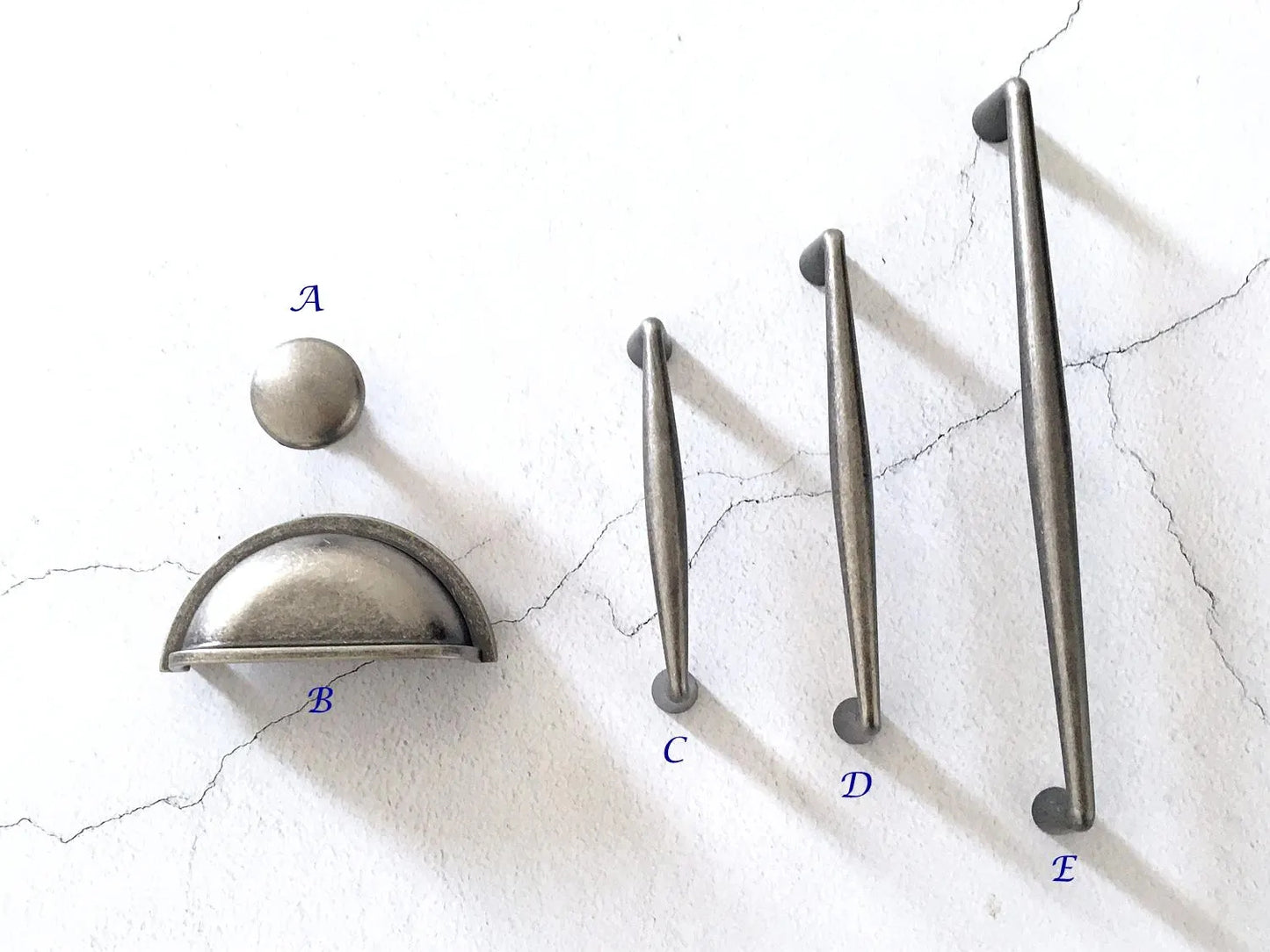 Poignée de tiroir en étain antique de 7,6 cm, 9,5 cm, 12,7 cm, 19,1 cm, quincaillerie de meuble-lavabo rétro