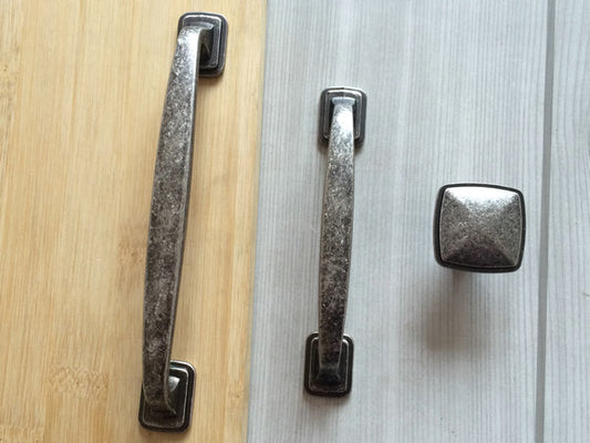 3.75" 5" Antique Pewter Cabinet Pulls - Rustic/Industrial