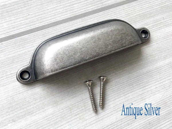 3.75" Centers Cup Drawer Pull, Gold, Silver, Bronze, Nickel, Pewter
