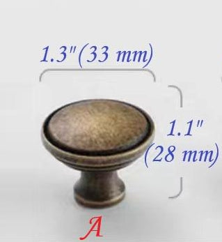 Classic Antique Bronze Cabinet Knob, Solid Brass, Retro Vintage Victorian Rustic Kitchen Hardware