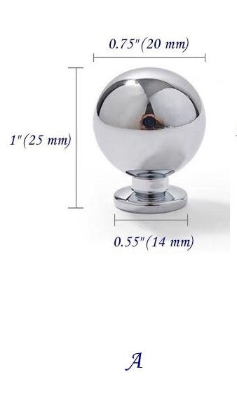 Polished Chrome Brass Cabinet Bar Handles, Ball Knobs, Contemporary Kitchen Hardware