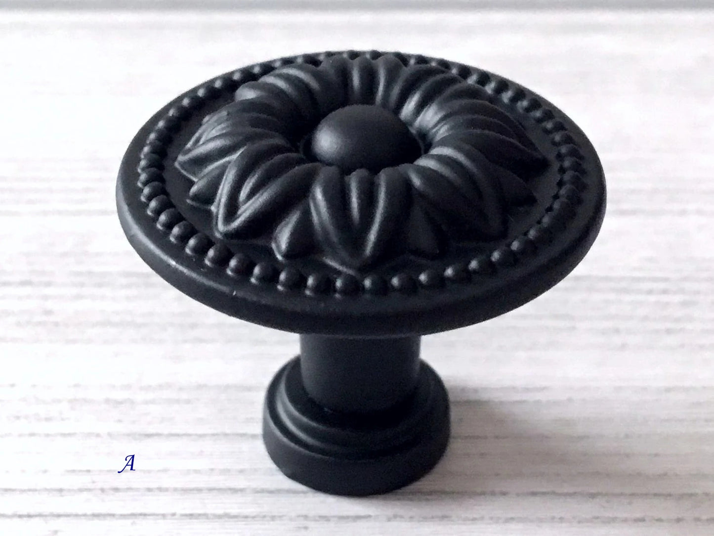 3" 3.75" Centers Black Leafy Drawer Pulls, Floral Knob, Vintage Shabby Chic