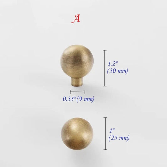 Solid Brass Antique Bronze Cabinet Knobs, Sphere Ball Drawer Pull