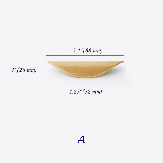 1.25" 2.5" 3.75" Brass Drawer Pull, Finger Handles, Brushed Gold