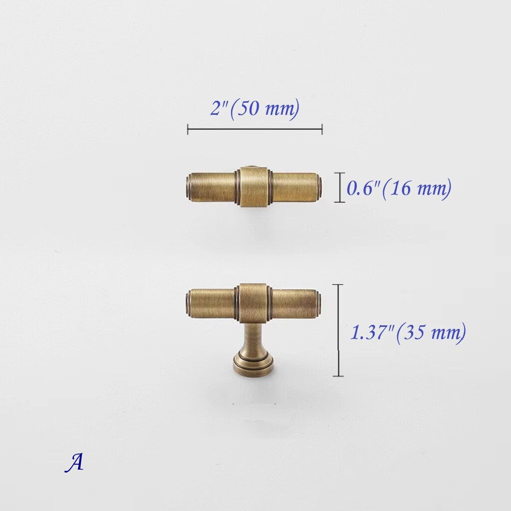 Cabinet Bar Handles, Solid Brass, Antique Bronze, Retro Kitchen Hardware