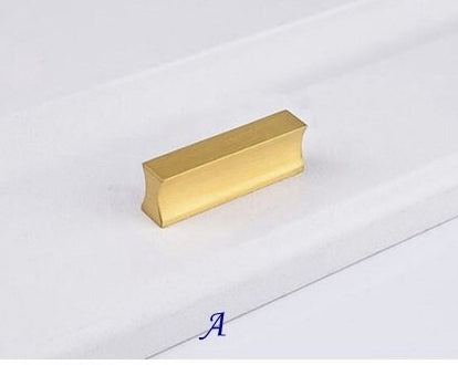 Solid Brass Cabinet Pulls, Simple Minimalism, Brushed Gold, Kitchen Hardware