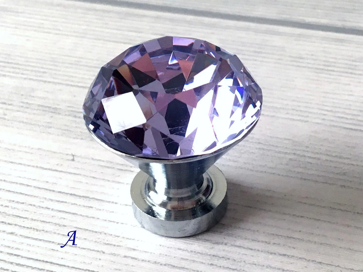 Purple Crystal Drawer Knobs with Backplate Shabby Chic