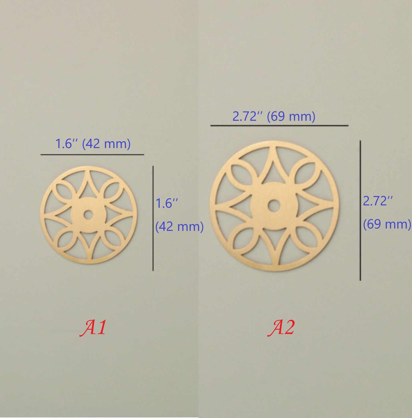 Elegant Solid Brass Cabinet Knob Backplates, Brushed Gold, MCM Style
