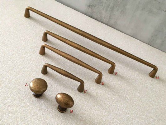 Antique Bronze Cabinet D Pulls & Oval Egg Knob - 3" to 12.5"