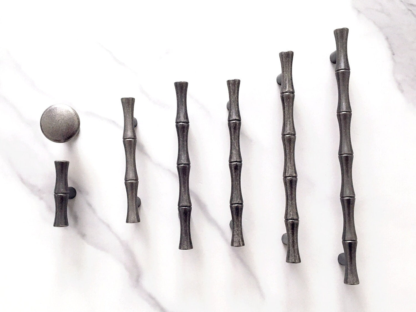 Antique Pewter Bamboo Cabinet Handles