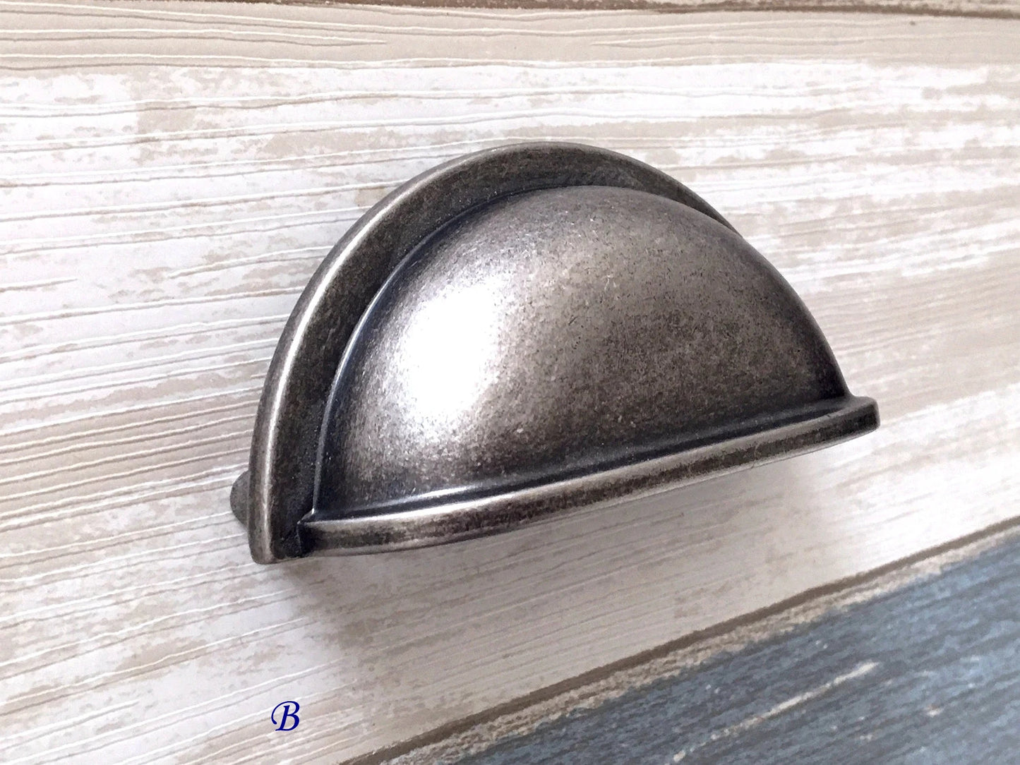 3" 3.75" 5" Cabinet Pull Handles, Antique Pewter, Cup Drawer Pulls