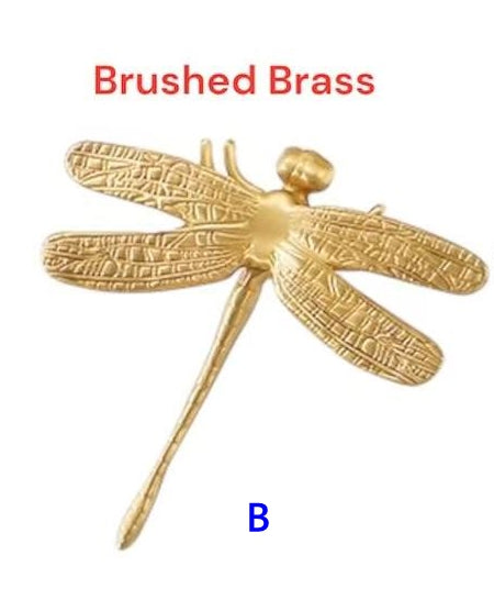 Dragonfly Brass Cabinet Knob, Polished Gold Chrome, Unique Drawer Pull, Kitchen Hardware