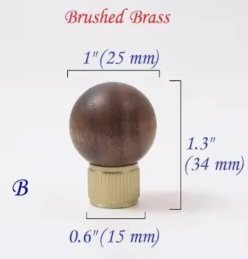 Walnut Brass Cabinet Knob, Pendant Wooden Drawer Pull, Oriental Retro Kitchen Hardware