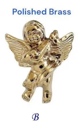 Angel Cupid Design Cabinet Knobs, Solid Brass, Gold, Silver and Bronze