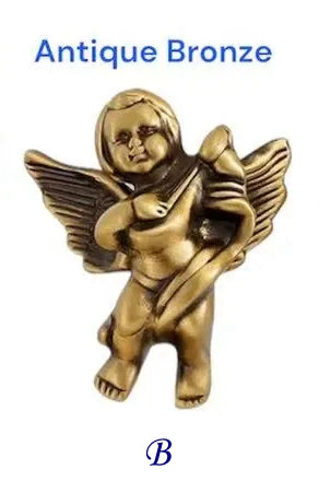 Angel Cupid Design Cabinet Knobs, Solid Brass, Gold, Silver and Bronze