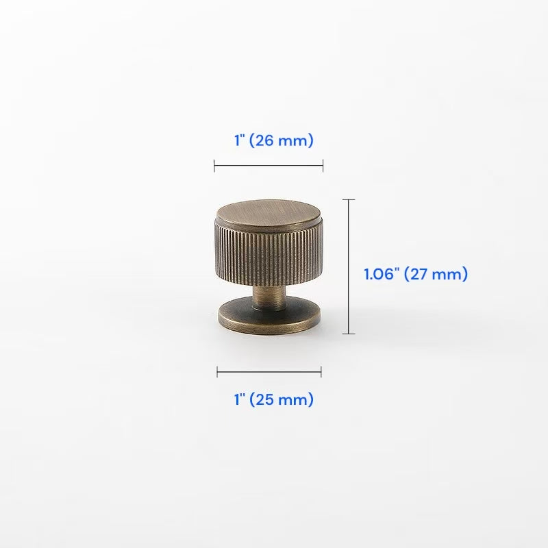 Fluted Brass Cabinet Pulls 96 128 160 224 256 320 mm, Antique Bronze Knurled Kitchen Hardware