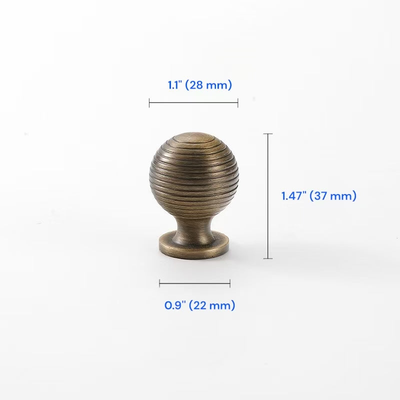 Fluted Brass Cabinet Pulls 96 128 160 224 256 320 mm, Antique Bronze Knurled Kitchen Hardware