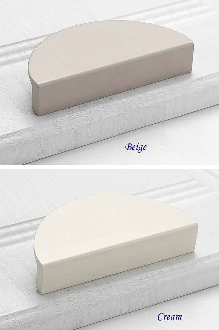 Half Moon Drawer Pulls, 2.5", 5", 6.25" Centers, Gold, Beige, Gray, White, Green, Orange
