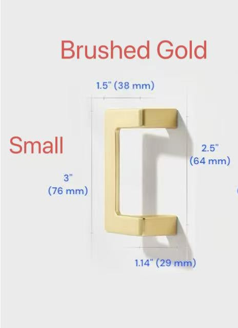2.5" 3.75" U Turn Drawer Pull Handles, Antique Bronze, Brushed Gold, Matte Black