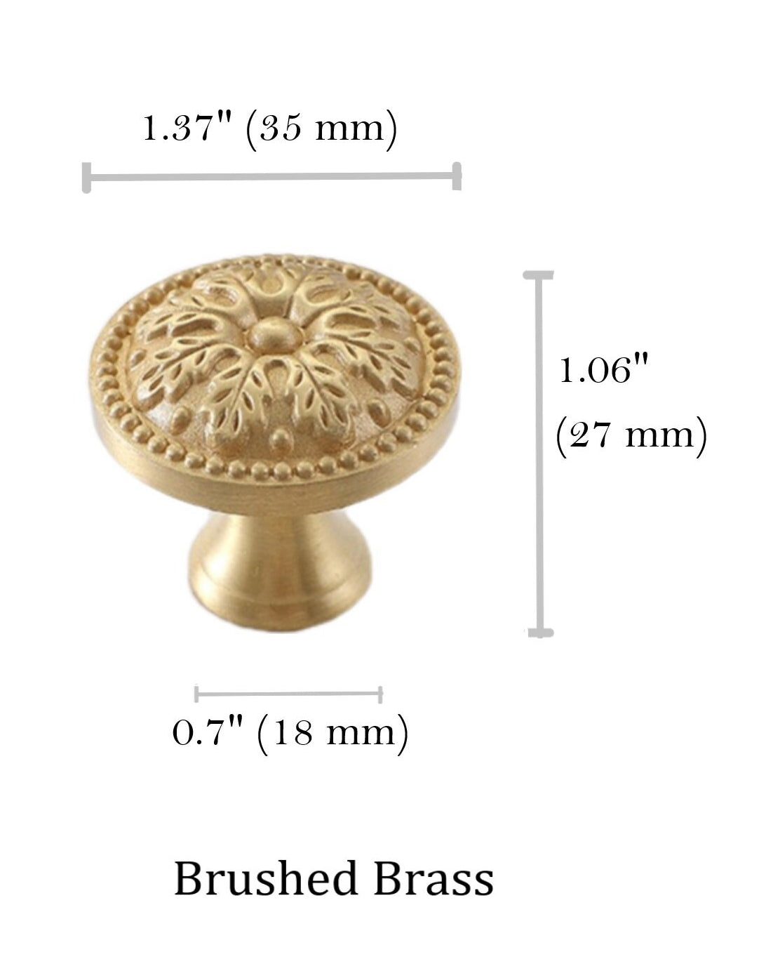 Floral Brass Knobs, Flower Cabinet Pulls, Gold Silver Bronze