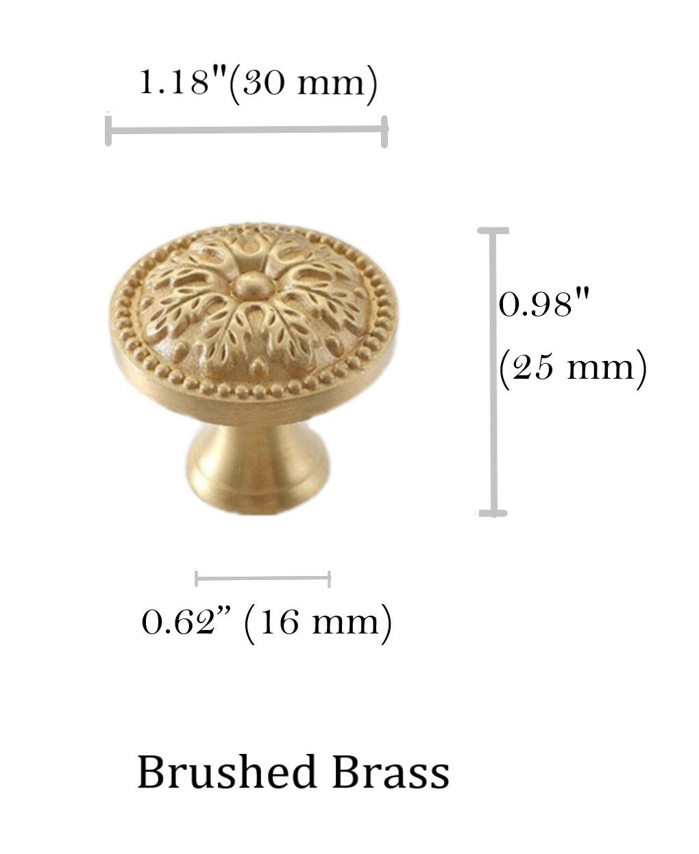 Floral Brass Knobs, Flower Cabinet Pulls, Gold Silver Bronze