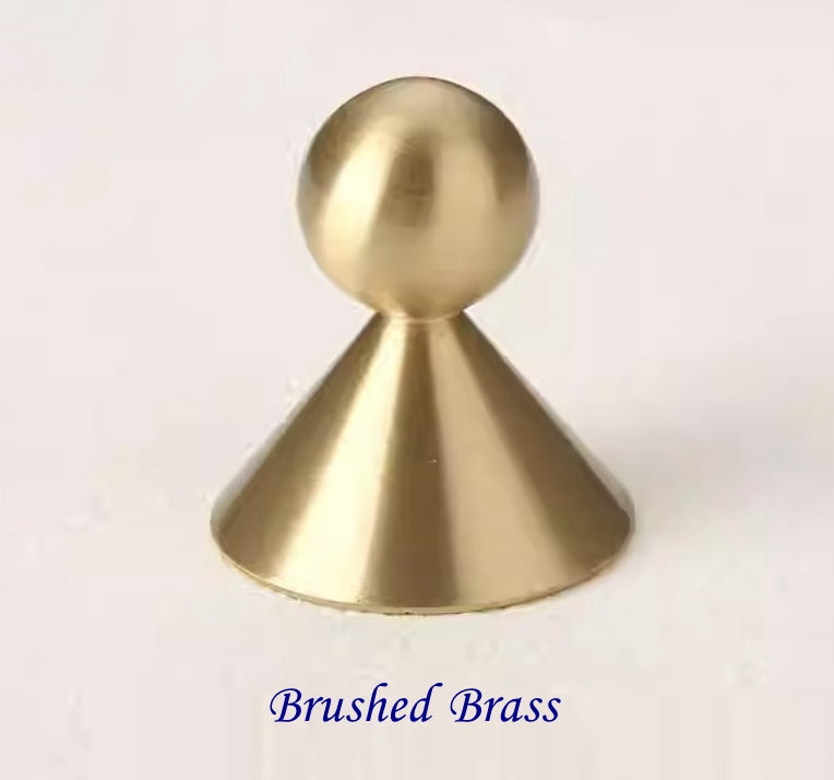 Ball Brass Knob with Conical Base, Drawer Pulls, Chrome Bronze Gold, Scandinavian Kitchen Cabinet Hardware