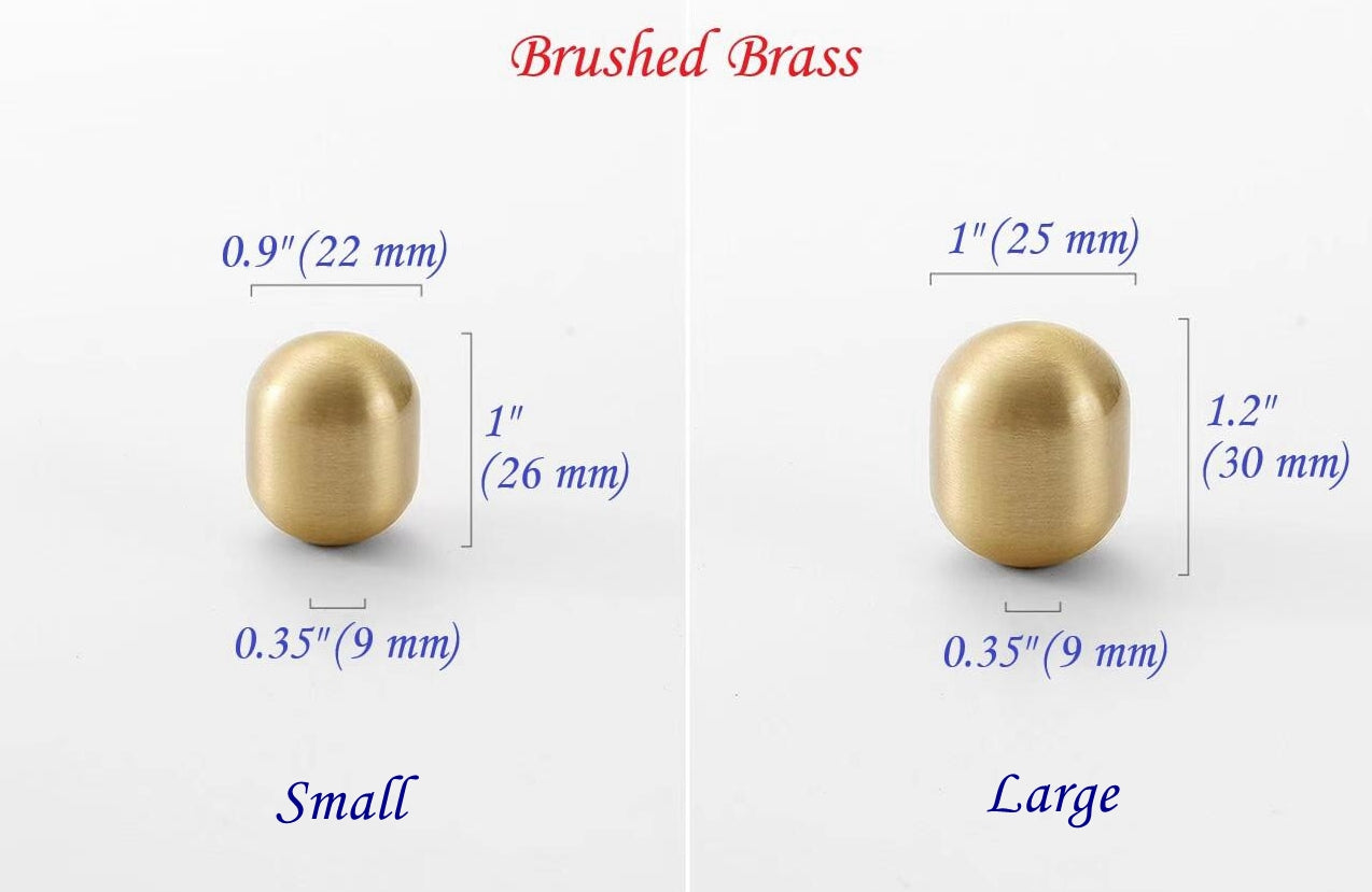 Brass Cylinder Cabinet Knob, Gold Chrome Nickel Black Bronze