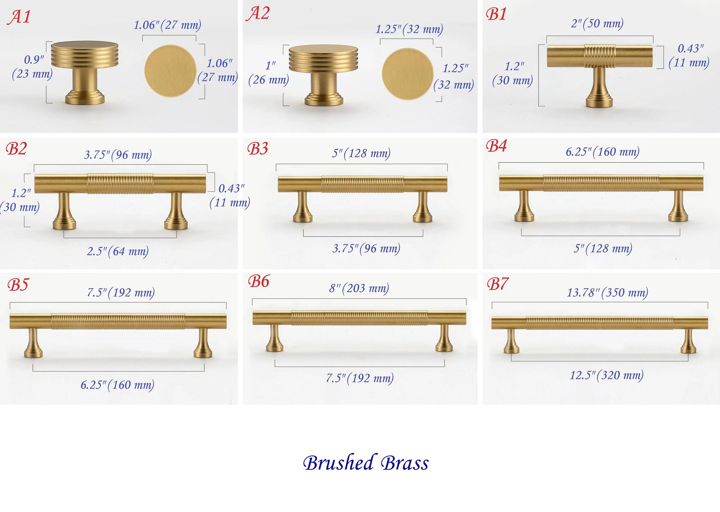 Brass Fluted Cabinet Pulls, Classic Wardrobe Handles, Kitchen Hardware, Black Gold Bronze