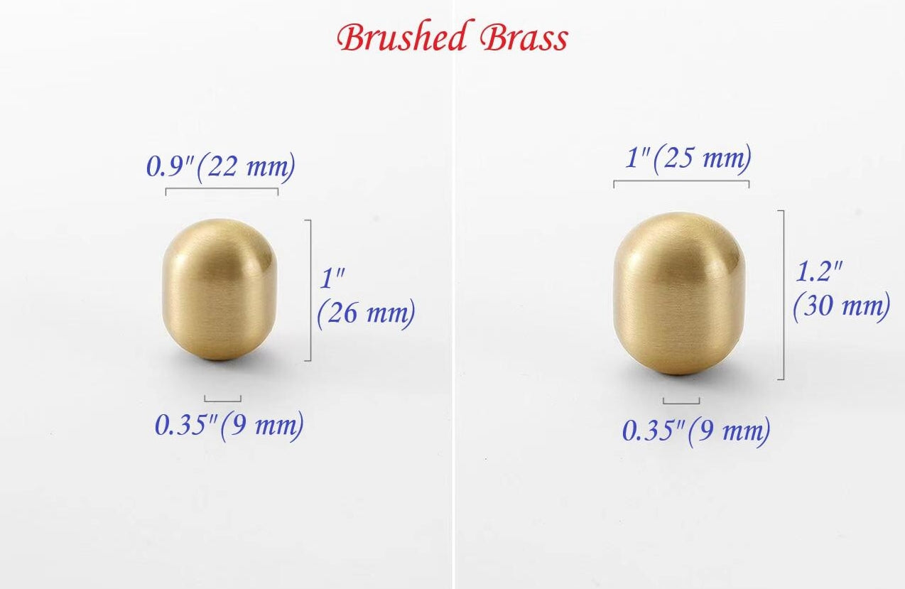 Brass Cylinder Cabinet Knob, Gold Chrome Nickel Black Bronze