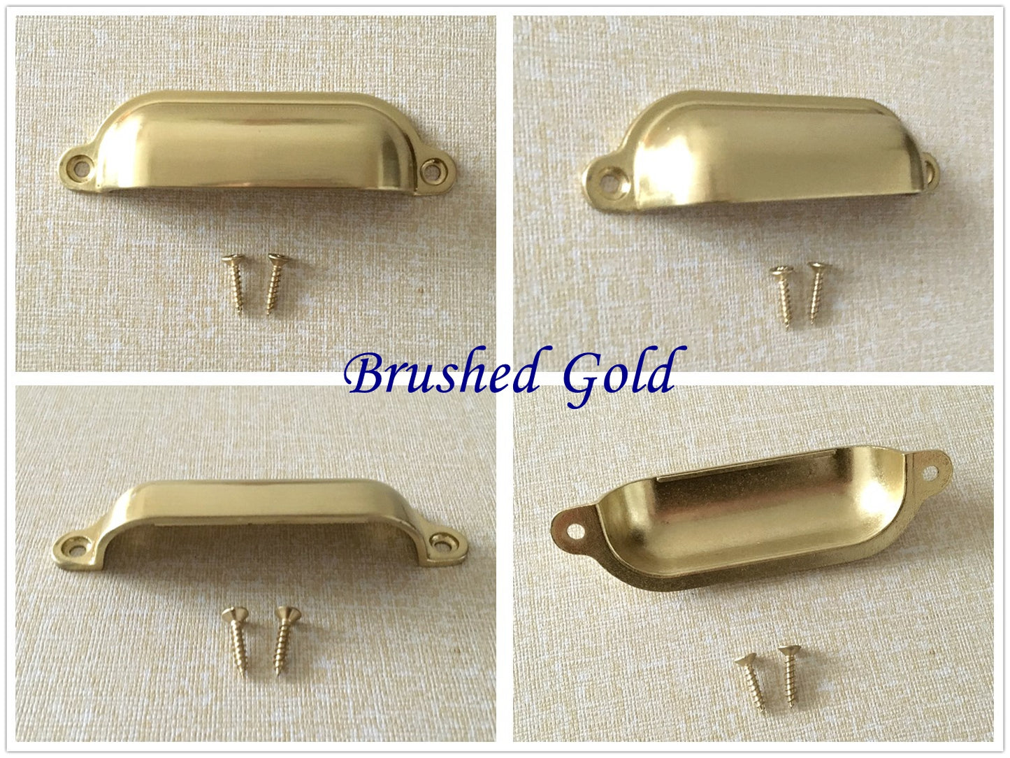 Cabinet Cup Pull Handle, 3.5" Center to Center, Front Screws, Multi Finishes