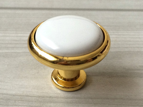 7.5" Kitchen Cabinet Pulls, Round Knobs, 192 mm Centers, Porcelain, White Bronze Chrome