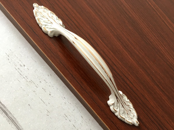 2.5" 3.75" 5" Dresser Drawer Pull, Creamy White Cabinet Handle, Shabby Chic Kitchen Hardware