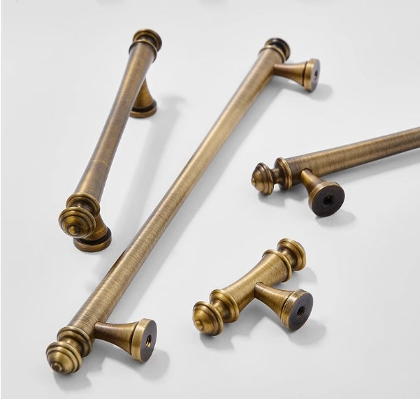 Brass T-shaped Bar Cabinet Pulls, Drawer Knobs, Antique Bronze, Kitchen Hardware