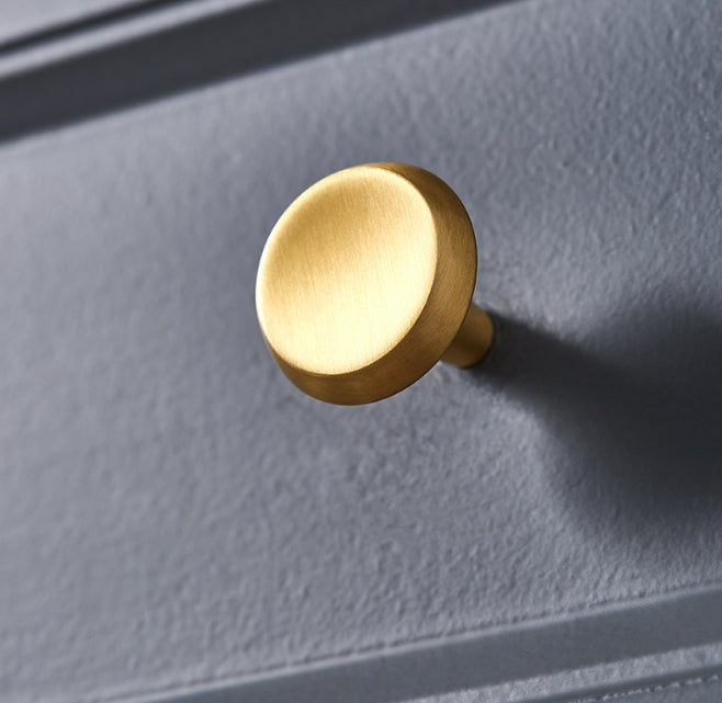 Brass Circle Knobs, Brushed Gold, Modern Kitchen Cabinet Hardware