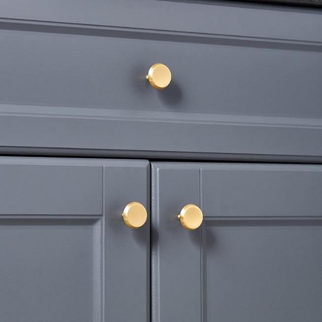 Brass Circle Knobs, Brushed Gold, Modern Kitchen Cabinet Hardware